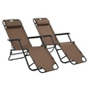 Image de Chaises longues pliables 2 pcs avec repose pied Acier Marron