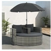 Image de Canapé de jardin 2 places avec coussins et parasol Gris