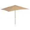 Image de Parasol d'Extérieur Mât en Bois 200x300 cm Taupe Jardin Plage Terrasse 44514