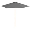 Image de Parasol d'Extérieur Mât en Bois 270 cm Anthracite Jardin Plage Terrasse 44515