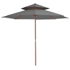 Image de Parasol à Deux Etages avec Mât en Bois, Pare-soleil de Patio, Abri de Soleil, Parasol de Plage Jardin Terrasse 44519