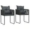 Image de Chaises d extérieur lot de 2 avec oreillers Résine tressée Noir