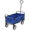 Image de Chariot à Main Pliable Acier Tissu Bleu Chariot de Transport Jardin