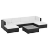 Image de Salon de jardin 7 pcs avec coussins Résine tressée Noir