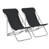 Image de Chaises de plage pliables lot de 2 Acier et tissu oxford Noir
