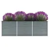 Image de Lit surélevé de jardin Acier galvanisé 240x80x77 cm Gris