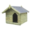 Image de Niche de jardin pour chien - - Bois de pin imprégné - Toit ouvrant - Résistante aux intempéries - Vert