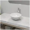 Image de Lavabo Salle de Bain avec Mitigeur Céramique Rond Blanc Robinet Vasque 275494