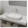 Image de Lavabo Salle de Bain avec Mitigeur Céramique Ovale Blanc Robinet Vasque 275496