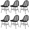 Image de Lot de 6 chaise interieur non pliable H. 84 cm en rotin noir