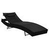 Image de Chaise longue en resine tressee L. 213 cm H. 40 cm noir non empilable non pliable