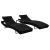Image de Chaise longue 2 pcs et table Résine tressée et textilène Noir