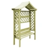 Image de Pergola de jardin avec toit et banc Bois de pin imprégné