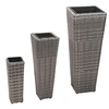 Image de Lits surélevés de jardin 3 pcs Résine tressée Gris