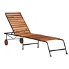 Image de Chaise longue marron H. 98 cm L. 215 cm en bois massif non empilable non pliable