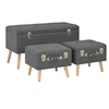 Image de Tabourets de rangement lot de 3 Gris foncé Tissu