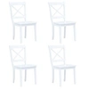 Image de 4 pcs Chaises de salle à manger Blanc Bois d'hévéa massif