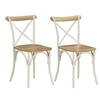 Image de Chaises à dossier croisé 2 pcs Blanc Bois de manguier solide