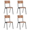 Image de 4 pcs Chaises à dîner Marron Contreplaqué solide et acier