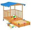 Image de Maison de jeu d'enfants et bac à sable en bois de sapin bleu avec toit de protection UV50 -