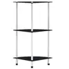 Image de Etagère 3 niveaux Noir 30x30x67 cm Verre trempé