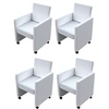 Image de Chaise de salle à manger pcs Cuir artificiel Blanc
