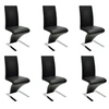 Image de Chaise de salle à manger 6 pcs Cuir artificiel Noir