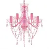 Image de Lustre en cristal rose classique plafonnier 5 feux lampe luminaire 240310