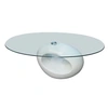 Image de Table basse avec dessus de table en verre ovale Blanc brillant