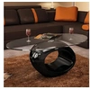 Image de Table basse avec dessus de table en verre ovale Noir brillant