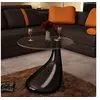 Image de Table basse avec dessus de table en verre rond Noir brillant