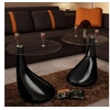 Image de Table basse et dessus de table Verre rond Noir brillant 2 pcs