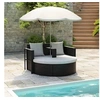 Image de Lit de jardin avec parasol Noir Résine tressée
