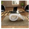 Image de Table basse avec dessus de table en verre ovale Blanc brillant