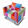 Image de Fauteuil cube avec design de patchwork Chrome Tissu