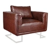 Image de Fauteuil cube avec pieds chromés Marron Similicuir