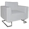 Image de Fauteuil cube avec pieds chromés Cuir synthétique Blanc