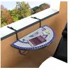 Image de Table suspendue de balcon Bleu et blanc Mosaïque
