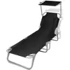 Image de Chaise longue L. 189 cm gris H. 27 cm en acier non empilable pliable