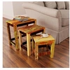 Image de 3-delige Bijzettafeltjesset vintage stijl gerecycled hout 241093