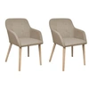 Image de Chaise de salle à manger 2 pcs avec cadre en chêne Tissu Beige