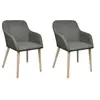 Image de Chaise de salle à manger 2 pcs Cadre en chêne Tissu Gris foncé