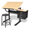 Image de Table à dessin inclinable à 3 tiroirs avec tabouret
