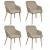 Image de Chaise de salle à manger 4 pcs avec cadre en chêne Tissu Beige