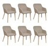 Image de Chaises à manger lot de 6 beige tissu et chêne massif