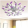 Image de Lampe de Plafond Blanc et Violet Bras pour 5 Ampoules E14 Lustres 241477