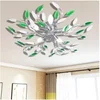 Image de Lampe Plafond Vert et Blanc Bras Crystal pour 5 Ampoules E14 Lustres 241478