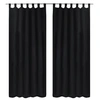 Image de 2 pcs Rideau à Passant Micro Satin Noir 140 x 225 cm