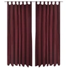 Image de 2 pcs Rideau à Passant Micro Satin Bordeaux 140 x 175 cm