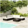 Image de Salon de jardin 6 pcs avec coussins Résine tressée Noir